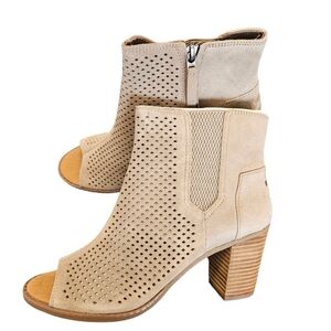 TOMS Majorca Peep Toe Taupe Booties NEW